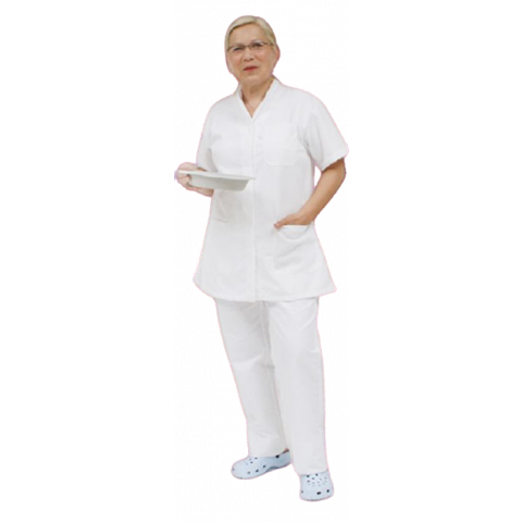Naisten työhousut, pikeeneulos valkoinen